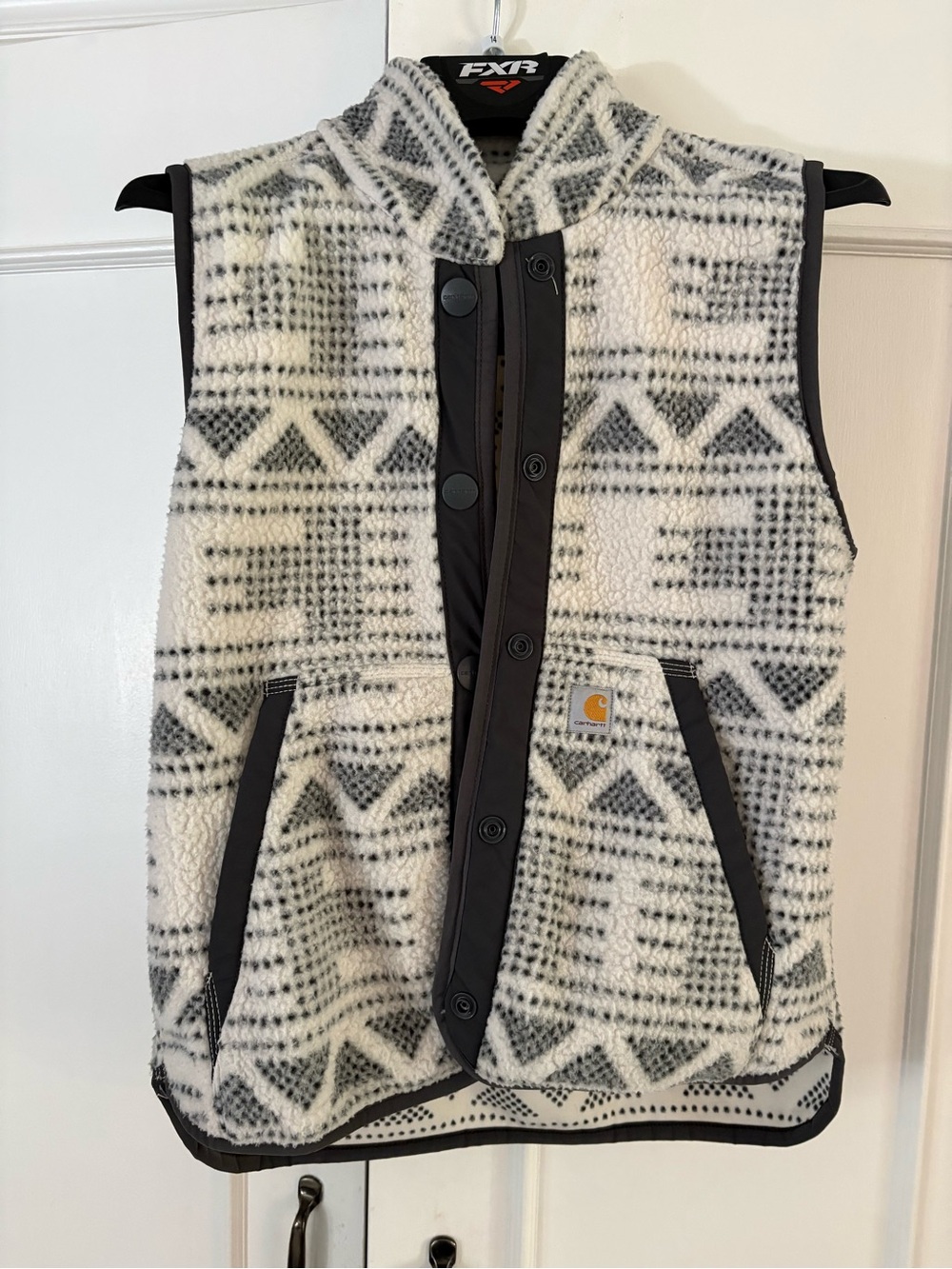 Carhartt Women's Sherpa Vest in Cream and Gray Dot Pattern